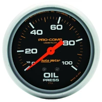 2-5/8" Oil Pressure 0-100 PSI Mechanical Liquid Filled Pro-Comp