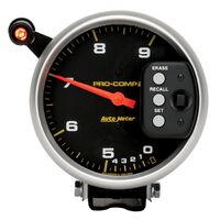 5" Tachometer 0-9000 RPM Pedestal Dual Range w/Quick Lite & Peak Memory Pro-Comp