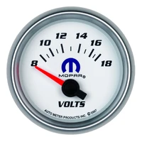 2-1/16" Voltmeter 8-18V Air-Core White Mopar