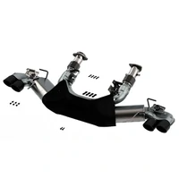 Atak 3in Exhaust System Dual Round Rolled A/C Black Chrome Tips (Corvette 20-24)