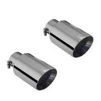 Black Round Angle-Cut Double Wall Tip 3" Inlet, 4" Outlet Round Muffler (Mustang FM GT Fastback Coyote 5.0L 14-17)