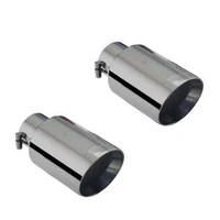 Black Round Angle-Cut Double Wall Tip 3in Inlet, 4in Outlet Round Muffler (Mustang 14-17)