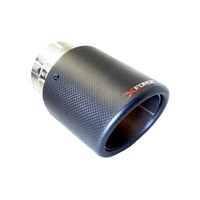 3" Inlet, 4" Carbon Round Angle-Cut Double Wall Tip Round Muffler (Mustang FM GT Fastback Coyote 5.0L 14-17)