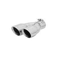 Exhaust Tip Exhaust Tip - 3.00 in Dual Angle Cut Polished SS Fits 2.50 in. - Right -Clamp on
