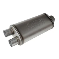 Flow FX Muffler Flow FX Muffler - 3.50 Center In/2.50 Dual Out - Straight Through Performance - Moderate Sound - Stainless Steel