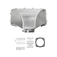 HI-RAM 95MM Fabricated Side Mount Plenum Top Silver Finish- 86-95 Ford 5.0 Style throttle body patterns