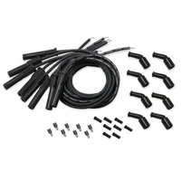 LS Spark Plug Wire Set - Cut to Fit Black Wire with Black Straight Boots Plug End - 135 Degree Coil Boots - Designed for GM LS Engines For OE Coil