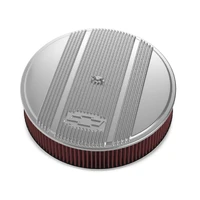 Vintage Series GM Licensed Air Cleaner - Polished 14" x 3" Air Cleaner Kit w/ Premium Filter - GM "Bowtie" Logo & Vintage Fins