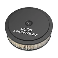GM Muscle Series Air Cleaner - Satin Black Machined 14" x 3" Air Cleaner Kit w/ Paper Filter - GM "Bowtie" and "Chevrolet" Logo