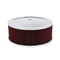 4500 Drop Base Air Cleaner Chrome w/6" Red Washable Gauze Filter