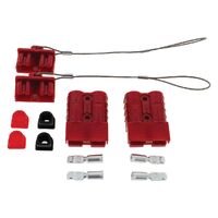 Pkt 2 Red 50Amp Connector Kit W/2X Plastic Covers 4X Cable