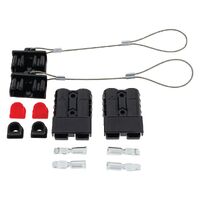 Pkt 2 Blck 50Amp Connector Kit W/2X Plastic Covers 4X Cable