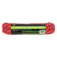 30M Poly Rope Red Diamond Braided 66Kgs Working