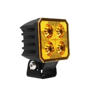 LED Square Flood Beam Amber Work Lamp 60 Deg 4 Leds 2,660 Lumens