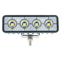 LED Rectangle Work Lamp Flood Beam 70 Deg 9-36V 24W 4 Leds Black Housing 2,400 Lumens