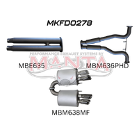 Dual 3in Cat Back with Center Hotdog & Rear Mufflers with Quad Tips (Mustang FN 18+)