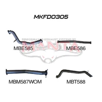 3in Turbo Back Without Cat, Without Muffler (Ranger (Pre-DPF) PX, PX2, 3.2L)