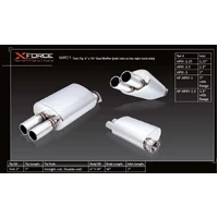 6 x 10in Oval Muffler - 2.5in Inlet Straight-Cut Twin Tip - with Inlet on the Right Hand Side