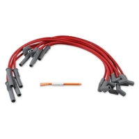 Spark Plug Wires for Ford 302, 351W Spark Plug Wires for SBF 302-351W, Straight Multi-Angle and 90 Degree Boots, Red jacket.