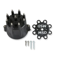Distributor Cap - V8 - HEI Terminals - Black - Spark Plug Wire Retainer Chevy - Ford - Chrysler Distributors and Original GM Points Distributors