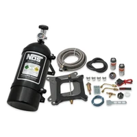 Powershot Wet Nitrous System for 4150 4-barrel Carburetor - Black Fits Holley 4150 and Carter AFB late, Fixed 125 HP, includes Black 10 lb Bottle