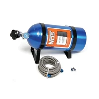 Nitrous Bottle 10 lb Nitrous Bottle w/ Blue Finish & Super Hi Flo Valve w/ Mounting Brackets & Gauge