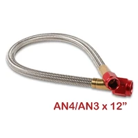 Stainless Steel Braided Hose -4AN to -3AN 1-foot Red Stainless Steel Braided Hoses