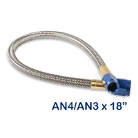 Stainless Steel Braided Hose -4AN to -3AN 18" Blue Stainless Steel Braided Hoses
