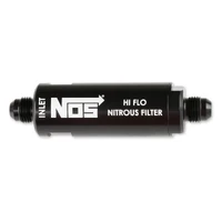 In-Line Hi-Flow Nitrous Filter, 6AN - Black High pressure nitrous filter, -6AN x -6AN in-line billet aluminum 140 micron
