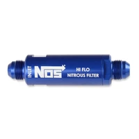 In-Line Hi-Flow Nitrous Filter, 6AN - Blue High pressure nitrous filter, -6AN x -6AN in-line billet aluminum 140 micron