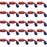 Bulk Pack 90 Degree Hose End -10AN Hose to Female, Blue/Red 25pc