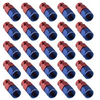 Bulk Pack Aluminium Straight Hose End -06AN For PTFE, Red/Blue, 25pc