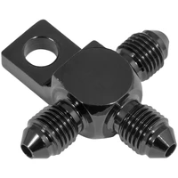 Black Hose End Tee Block -03AN w/Mount Tab