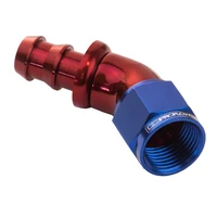 45 Degree Fitting Hose End Full Flow 5/16in. Barb to Female -06AN, Red/Blue