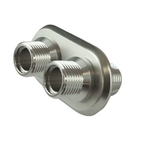 Firewall Bulkhead Aluminium Air Con 2 Port #10, #10 Inline, Polished