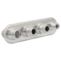 Firewall Bulkhead Aluminium Air Con 4 Port #10, #6 Inline, Polished