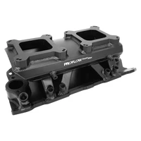 SuperMax SB Chev EFI Intake Manifold w/ Fuel Rails Tunnel Ram Fabricated Black 4150 Throttle Body