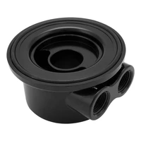 Universal Oil Filter Sandwich Adaptor Ford & Chev 90 Deg AN8 ORB Ports Billet Aluminum Black