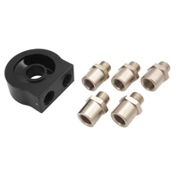 Universal Oil Sandwich Adaptor Low Profile AN10 ORB Ports 2 x 1/8" NPT Plugged Ports With Various Adaptors Billet Aluminium Black