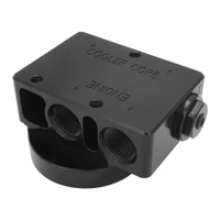 Remote Universal Filter head w/Thermostat -10AN ORB 2x 1/8'' NPT 3/4"-16 Thread Billet Aluminium Black