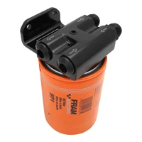 Billet Remote Universal Filter Head Black 4 x Side -10 ORB 1/8 npt Port 3/4"-16 Thread Filter Kit