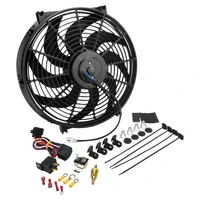 Electric Cooling Fan Kit Curved Black Reversible w/Fan Control & Mounting Hardware Thermostatic 165-180F