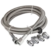 Oil/Fuel Gauge Stainless Braided Tubing Kit Fuel And Oil Gauge Fitting Kit 1/8 NPT Block Adapter