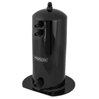 Fuel Surge Tank Aluminium 254mm x 108mm Round 2.5L AN Fitting Kit Black Anodised