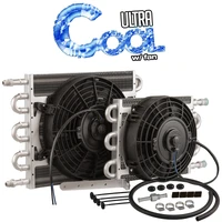 Transmission Cooler & Fan Kit Natural Tube & Fin 10in Fan 350CFM AN6 Inlets