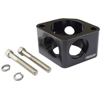 Water Neck Spacer 2 Billet Aluminium 2 x AN16 Outlets 2 x 1/8in NTP Ports For Chevrolet