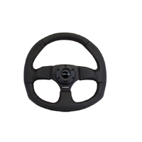 Reinforced Steering Wheel Flat Bottom Black