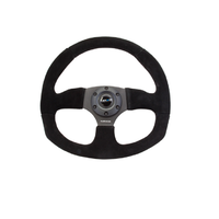 Reinforced Steering Wheel Flat Bottom Suede Black