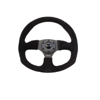 Reinforced Steering Wheel Flat Bottom Suede Black
