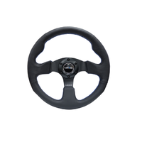 Reinforced Steering Wheel 320mm Black w/Blue Stitch